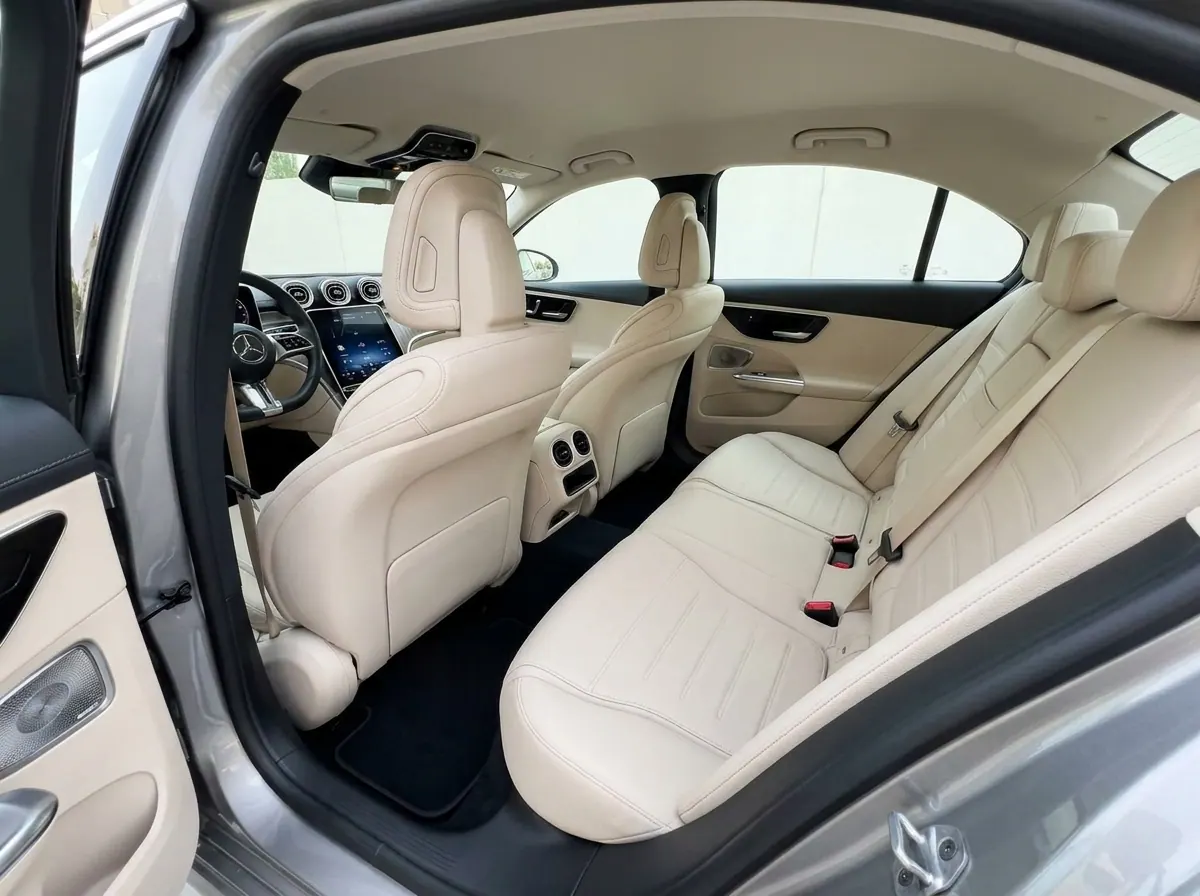 Wide-angle view of comfortable passenger cabin on a private saloon