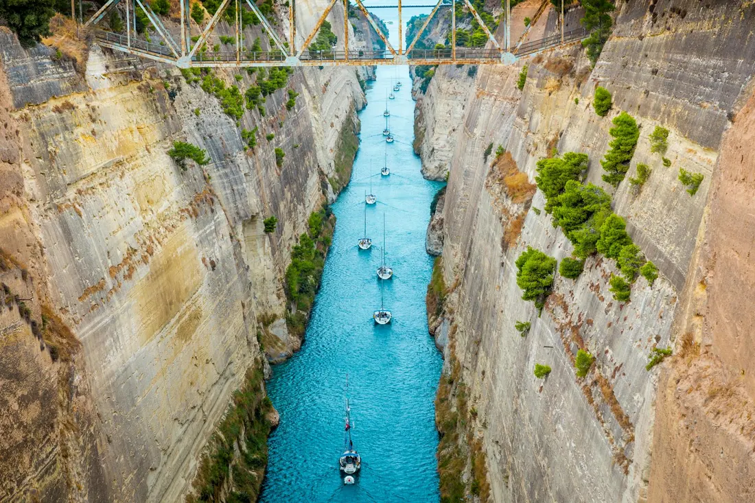 The Corinth canal — gateway day trip from Athens toward the Peloponnese